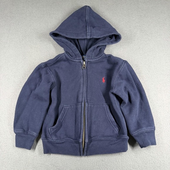 Polo Ralph Lauren Other - Polo Ralph Lauren Hoodie Kids 2T Navy Blue Fleece Full Zip Pony Logo Sweatshirt‎